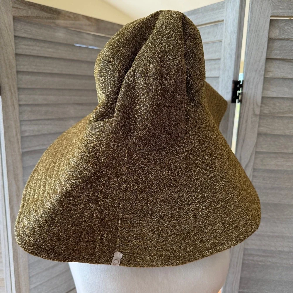 Oseree Reversible Bucket Hat Gold Tie Dye Gold Metallic Lurex Wide Brim Lumiere - Picture 7 of 10